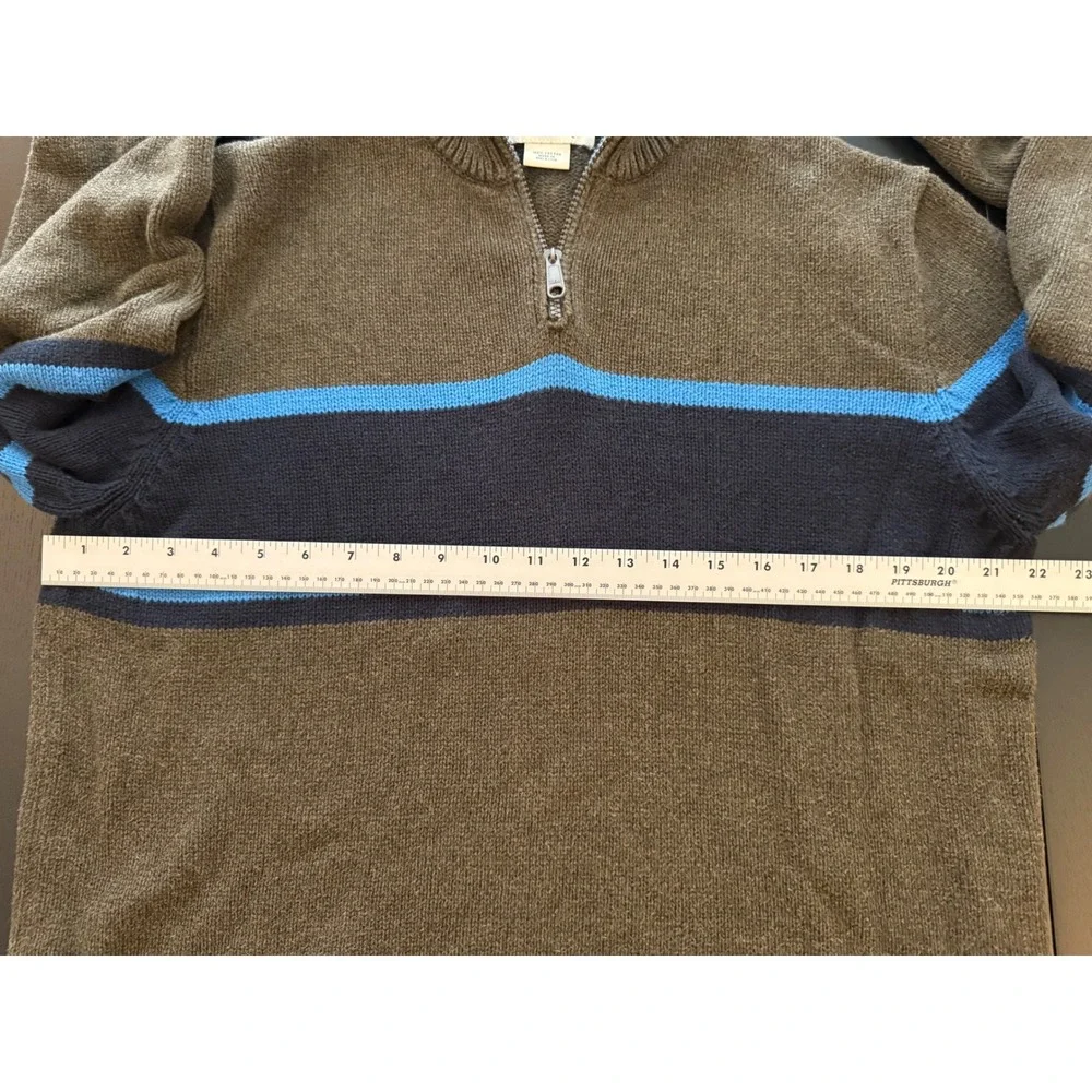 J. Crew Quarter-Zip Pullover Sweater‎ Mens Large Olive Colorblock Cotton